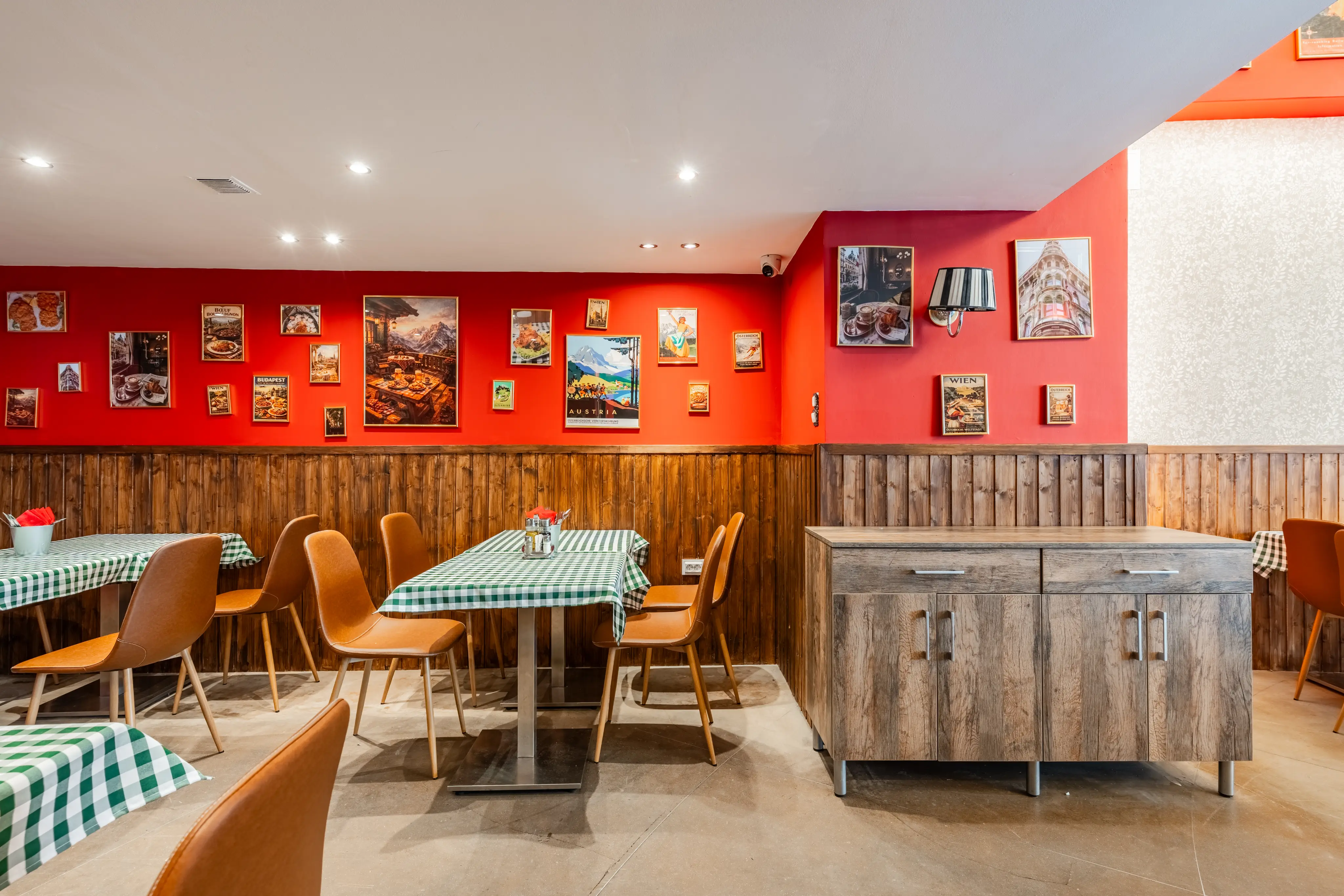 Retro Schnitzel House Budapest restaurant interior.